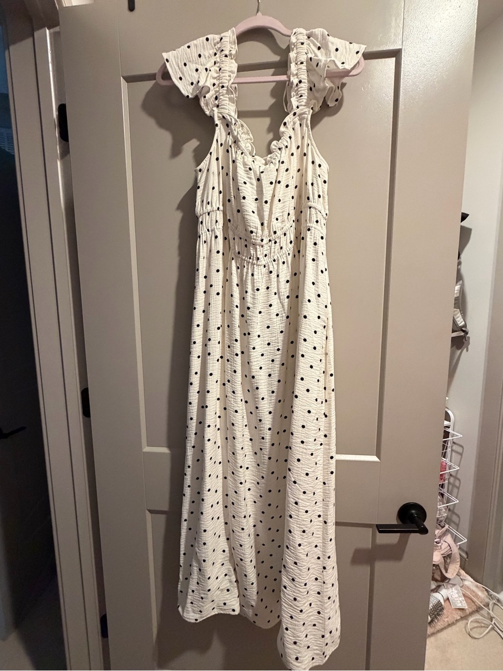 A New Day white and black polka dot long dress XL